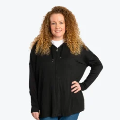 Bolero Brushed Sweater Knit Zip-Up