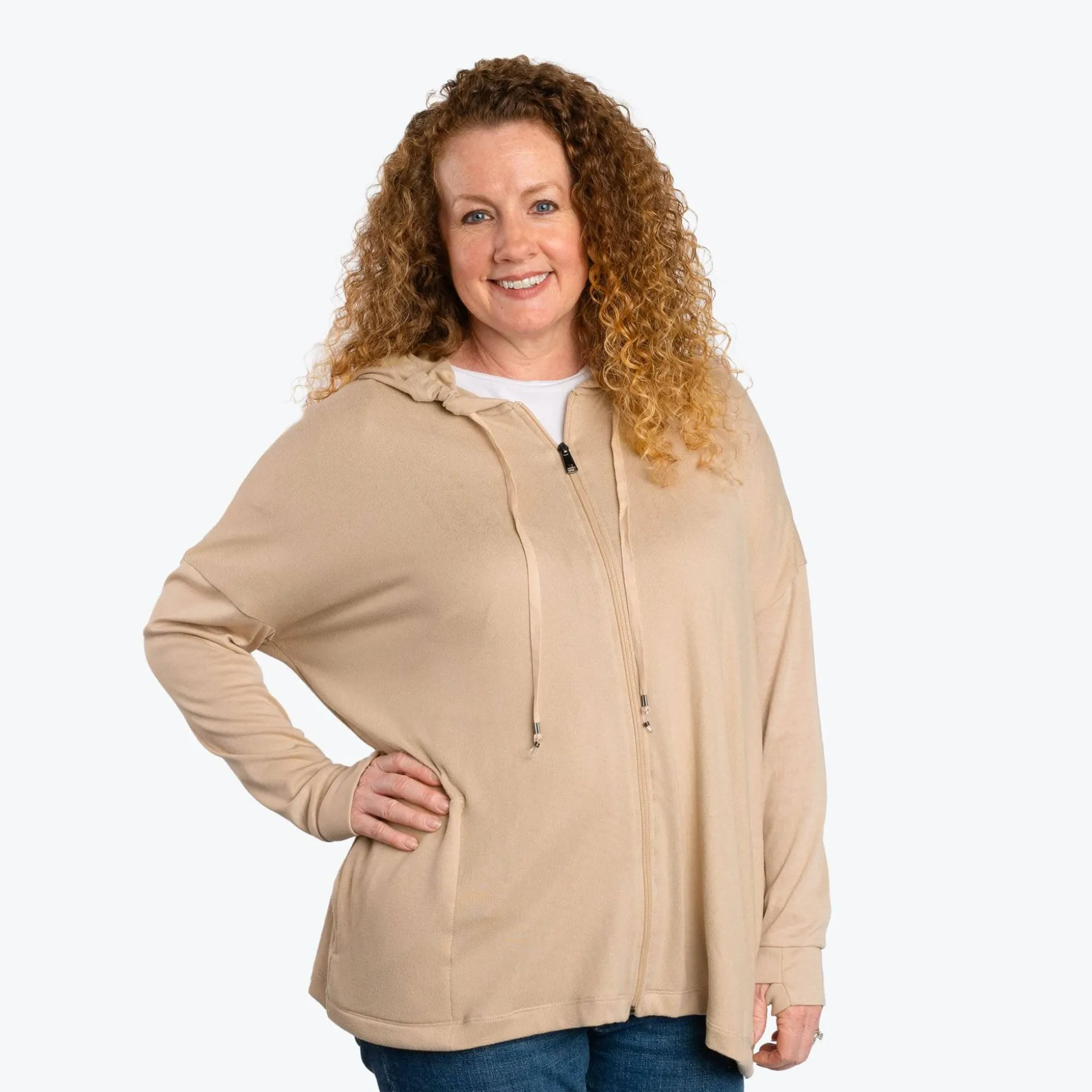 Bolero Brushed Sweater Knit Zip-Up