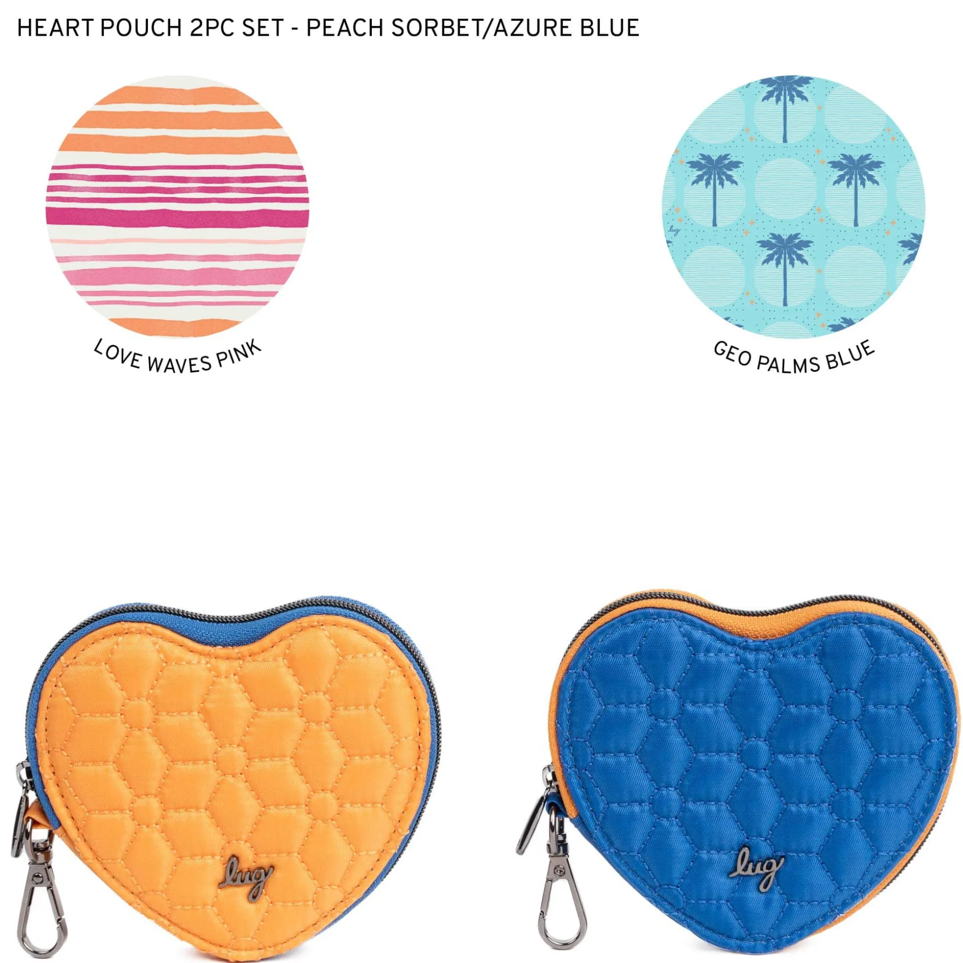 Heart Pouch 2pc Set - Two-Tone