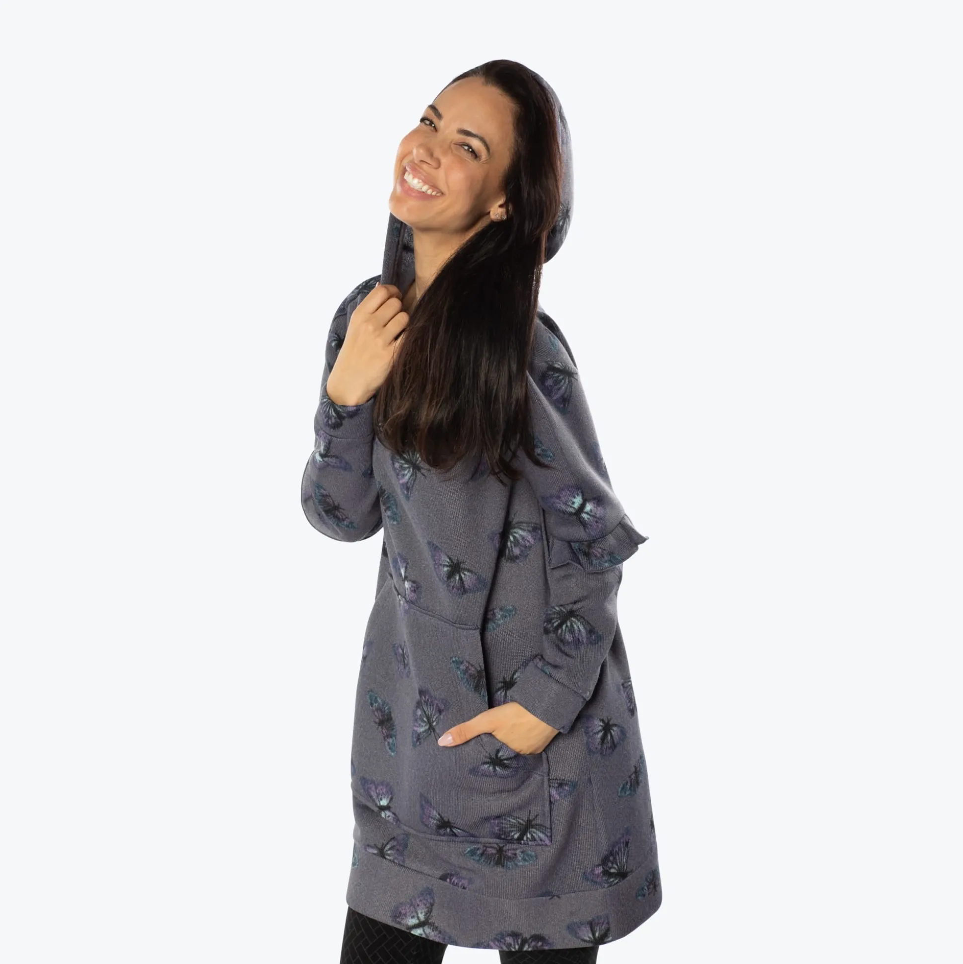 Peekaboo Sweater Fleece Tunic Hoodie