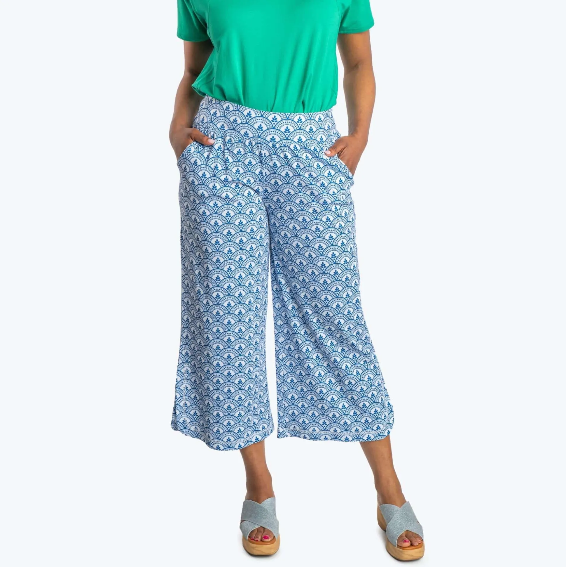 Wiffle Cotton Jersey Cropped Pant