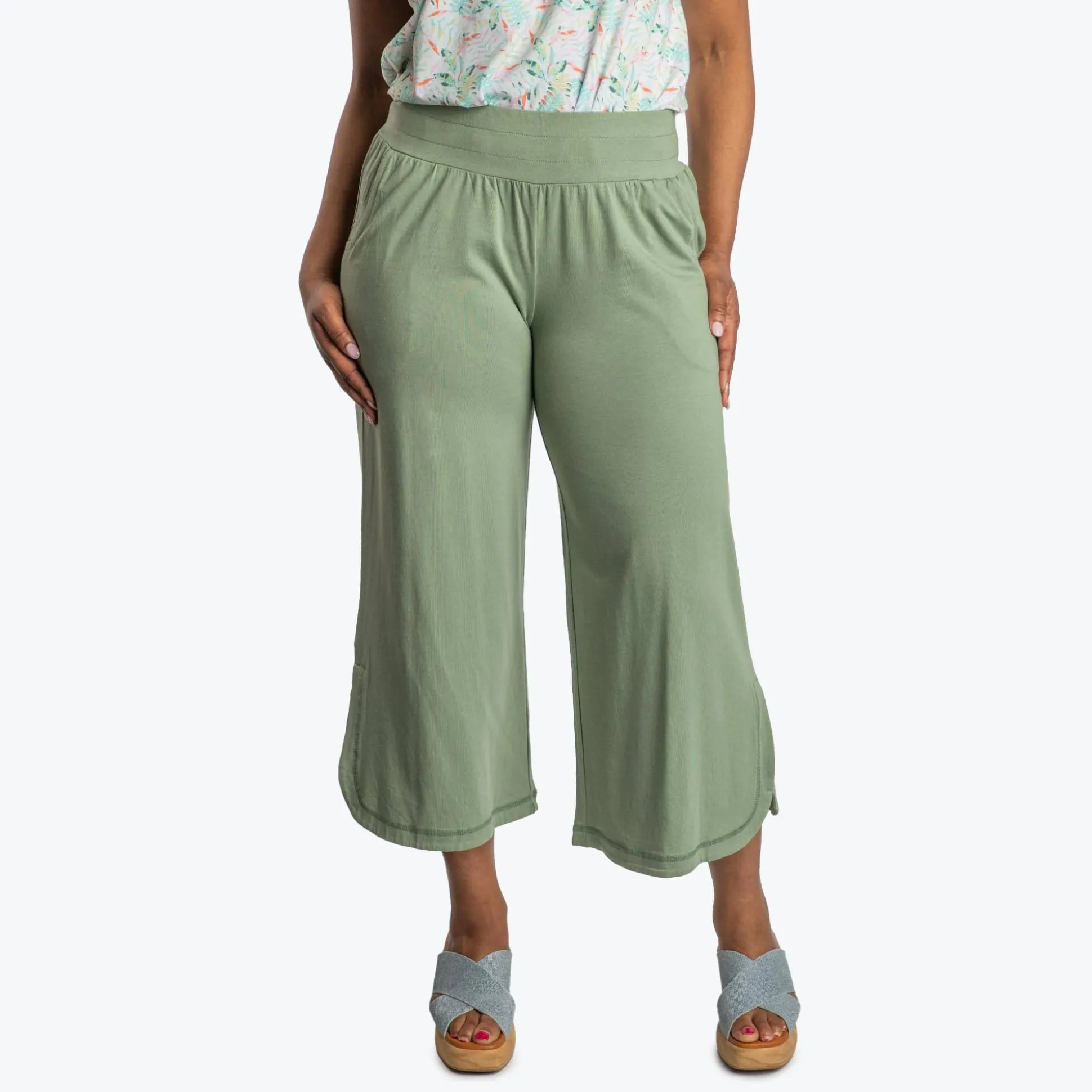 Wiffle Cotton Jersey Cropped Pant